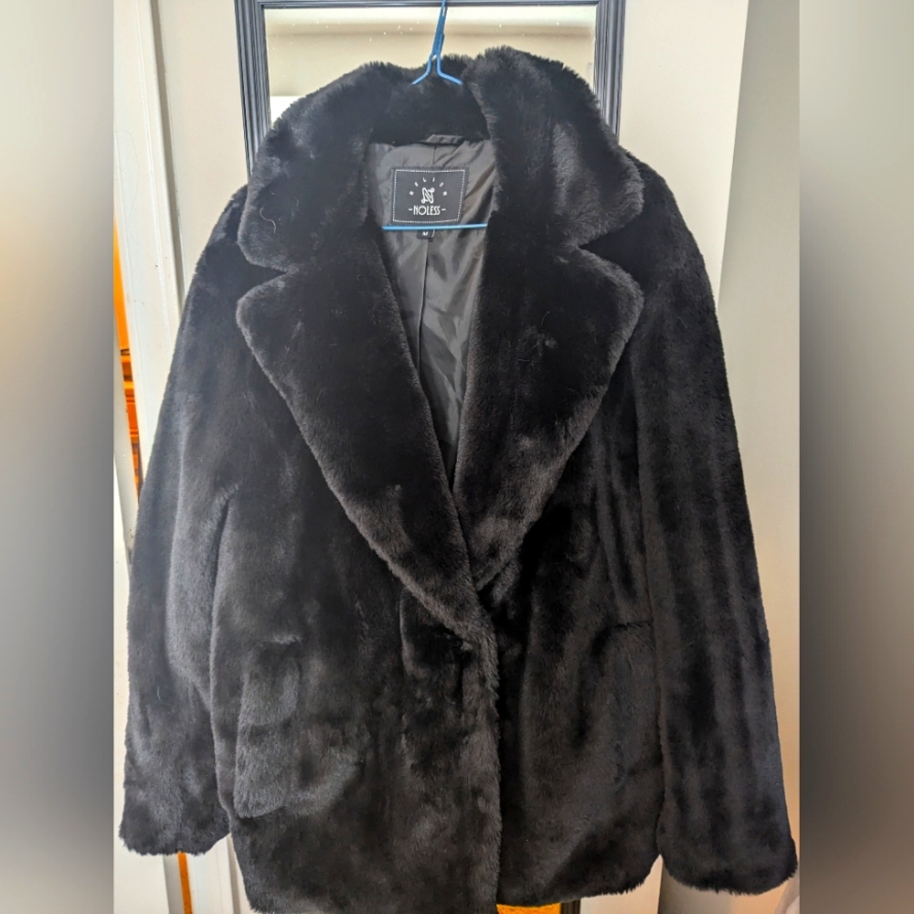 Black Faux Fur Coat